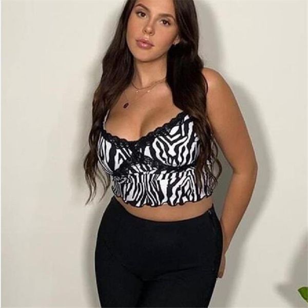 

summer sleeveless women cami short mini camisoles leopard zebra printed backless lace patchwork femme clubwear, White