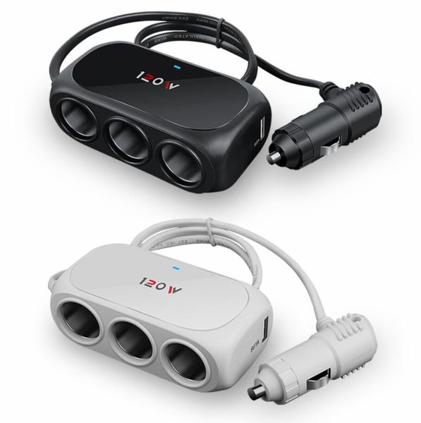 Adattatore per presa accendisigari per auto con doppia porta USB a 3 vie per presa accendisigari DC 5V 1A + 2.1A per tutti i telefoni PC Ipad