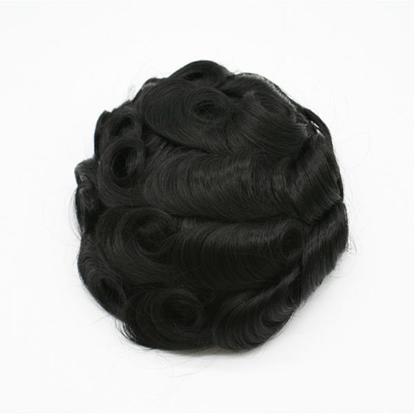 

full skin base human remy hair prosthesis men hairpiece toupee, Black