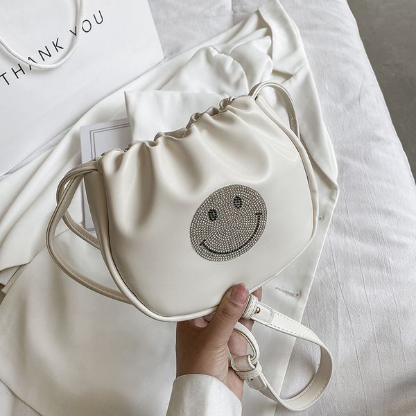 

bucket 2021 smiley summer small bag diamond-encrusted new fashion tide face korean female cross-body one-shoulder soft wddfi