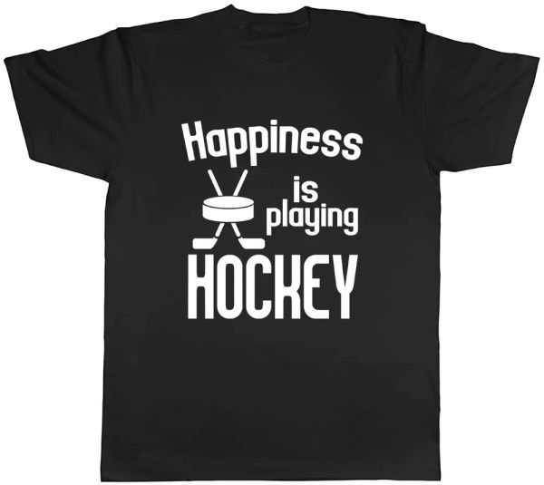 

happiness is playing hockey mens t-shirt tee, White;black