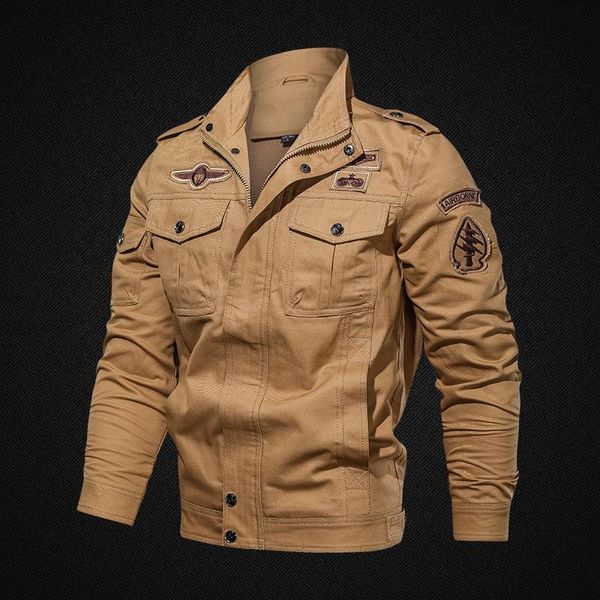 

men's jackets 2021 autumn multi-pocket jacket military uniform cotton large size outdoor casual work men, Black;brown