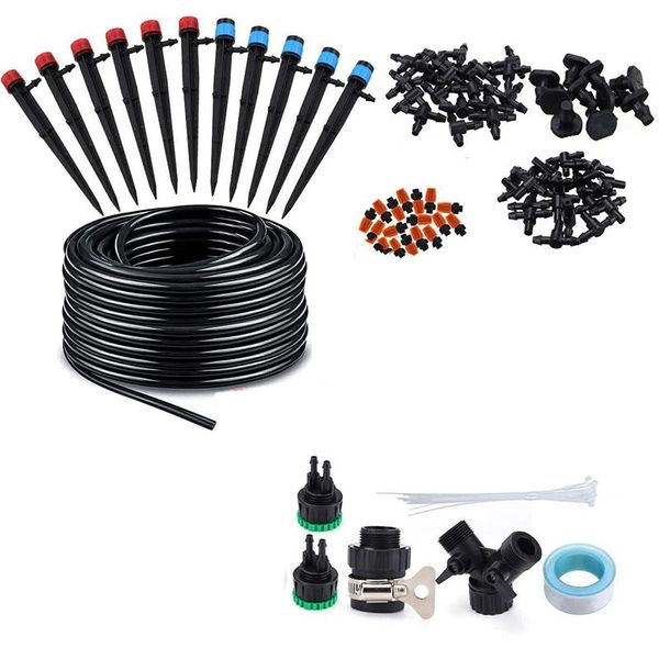 

mini drip irrigation kit garden system with adjustable sprinkler misting cooling for greenhouse/lawn watering equipments