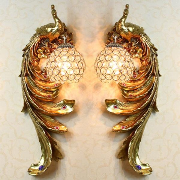 

wall lamps modern luxury peacock light corridor aisle lighting indoor decorate lamp living room bedroom bedside resin sconce