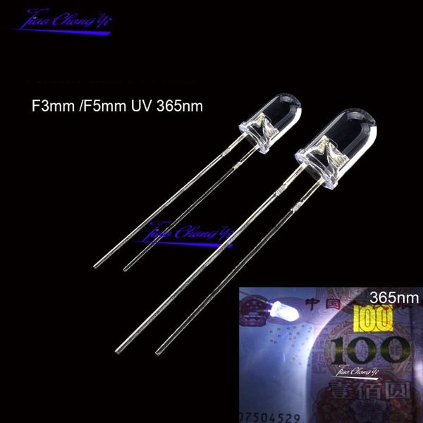 

light beads 10pcs uv 365nm led diode dip 3mm 5mm diodes clear ultraviolet ultra violet kit