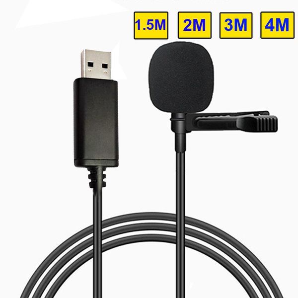 

lavalier microphones usb collar clip mic for pc computer lap recording microphone 1.5 2 3 4m office & home