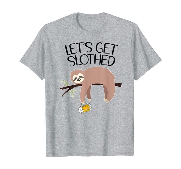 

let's get slothed funny beer drinking sloth shirt men gift t-shirt, White;black