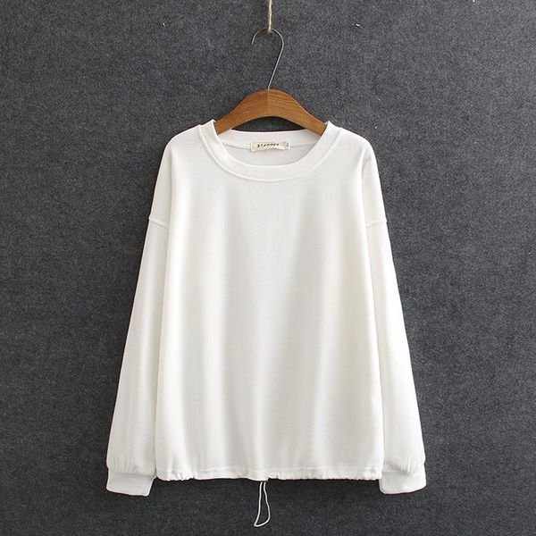 

plus size drop shoulder thin hoodies women's long sleeved autumn pullovers solid outerwear & sweatshirts, Black