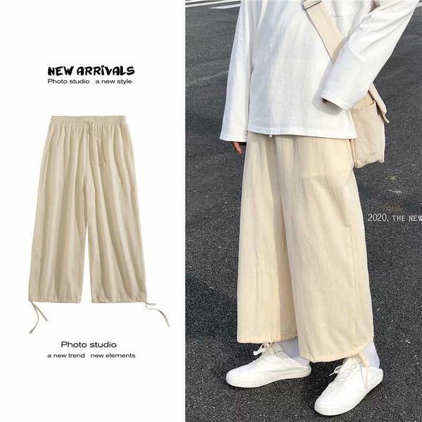 

men's pants summer thin casual straight loose sports korean trend capris, Black