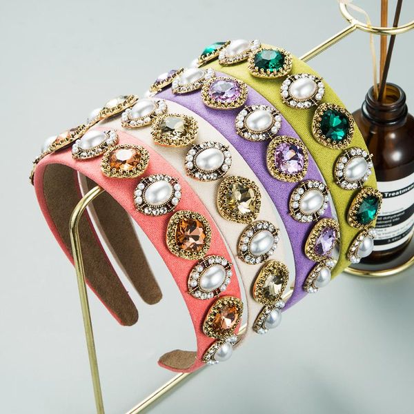 

2021 luxury crystal baroque hairbands colorful rhinestone diamante headbands for women girls headwear fashion hair accessories, Silver