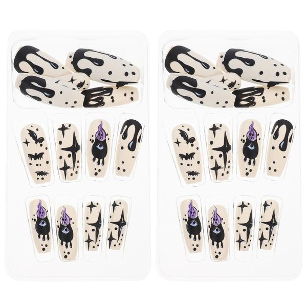 

false nails 48pcs tips gift party manicure art favors, Red;gold