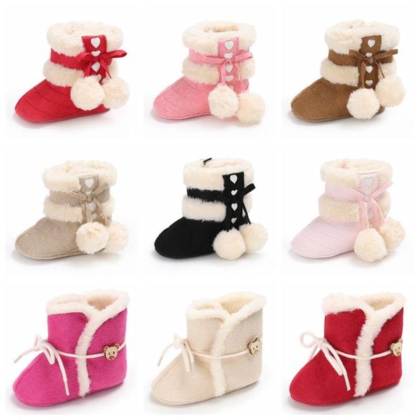 Botas linda outono e inverno sapatos de bebê meninas meninos cor pura 0-18 meses nascido algodão toddler