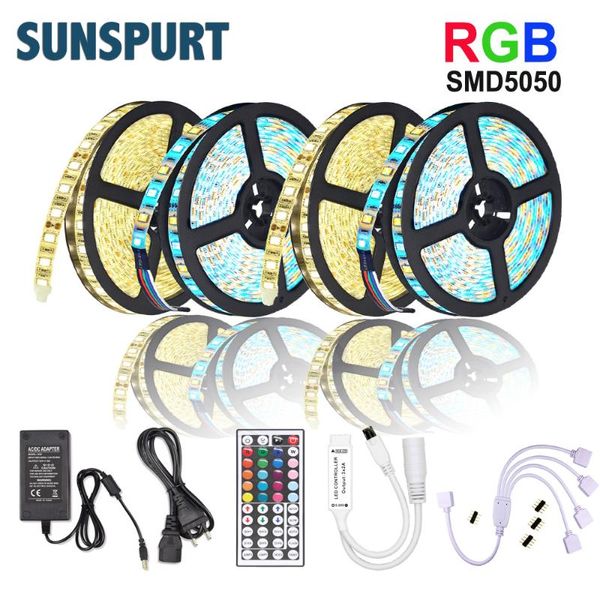 

strips 5m 10m 15m 20m led light strip rgb smd 2835 flexible tape diode dc12v+ir remote control +adapter for home kitchen christmas