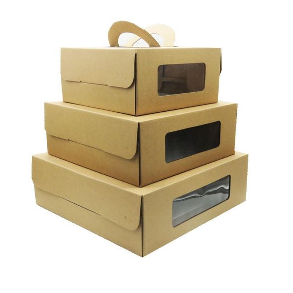

gift wrap kraft corrugated cardboard gable paper party birthday cake box with handle