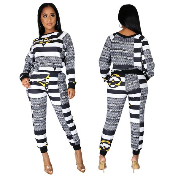 

women tracksuits two piece set long sleeve and pants casual suit women seasonal stylish clothes set, White