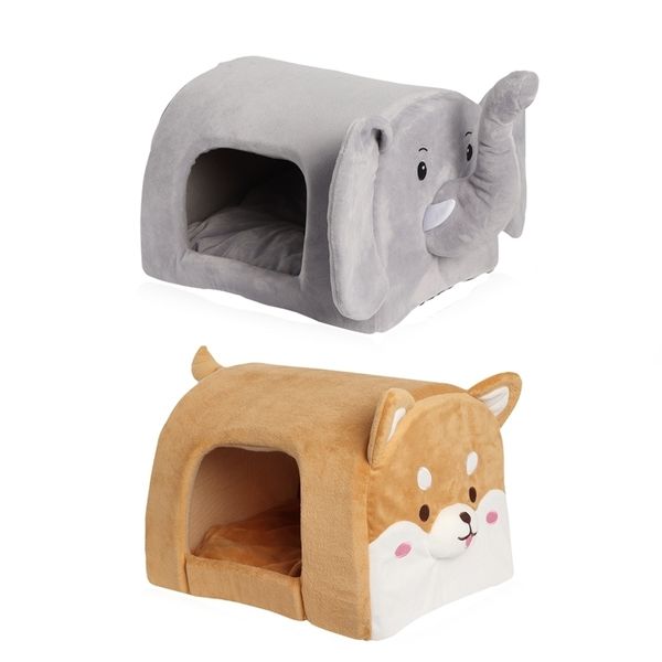 Blush urso confortável cama cama quente no inverno cobertor dormir dormir camas esteira para pequenos gatos médios e cães suprimentos 210924