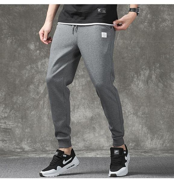 

spring and autumn new men's casual pants korean men's sports pants youth plus cashmere trend harlan, Black