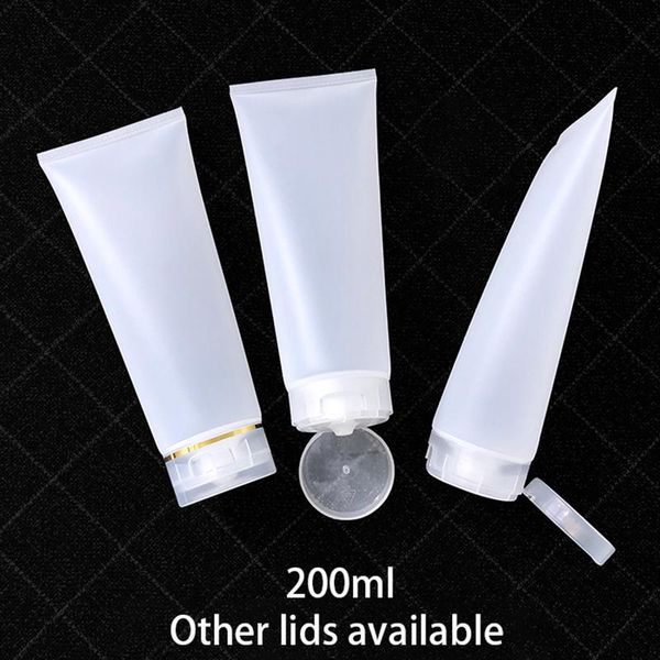 

200g empty squeeze tube 200ml plastic cosmetic container hair gel lotion cream packaging clear frost matte bottle storage bottles & jars