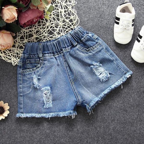 

2 7t summer kids jeans for girl casual denim hole short pants toddler baby trousers children boy clothing y1032, Black