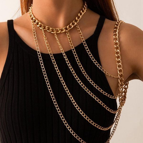 

layered shoulder chain harness for women punk tassel body chains jewelry nightclub bondage accessories, Silver