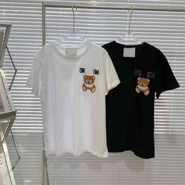 

2022 factory wholesale new fashion spring and summer women's mos reverse thread embroidery short sleeve t-shirt, White