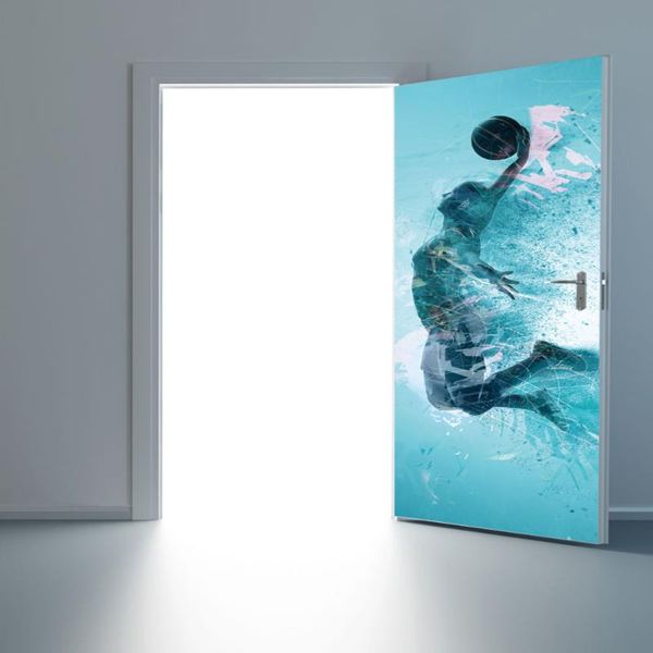 

wallpapers basketball pattern wall door sticker waterproof renovation 3d pvc diy home decoration accessories