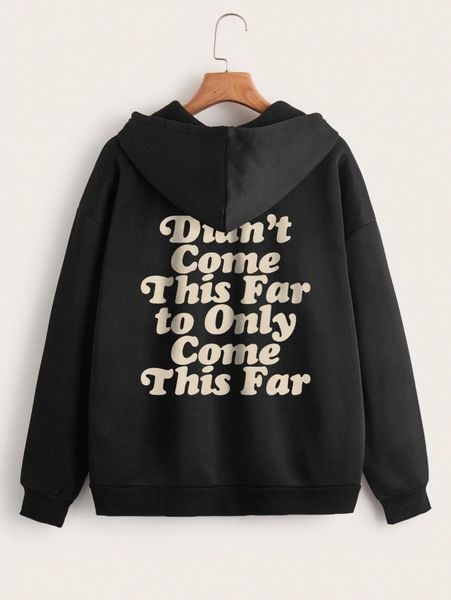

slogan graphic zip up drawstring hooded sweatshirt a5no#, White;black