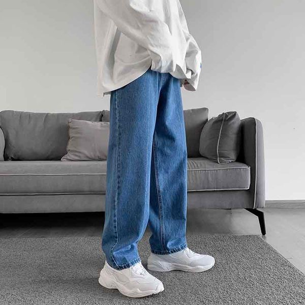 

korean style straight jeans mens fashion casual retro blue jeans men streetwear loose autumn hip-hop denim trousers mens -3xl