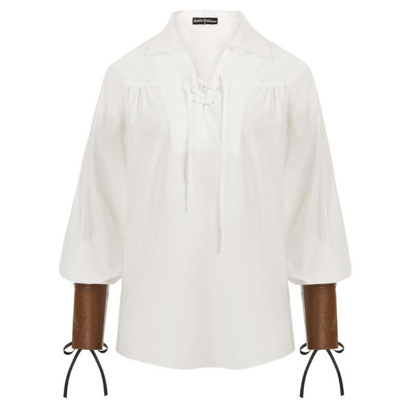 

women's blouses & shirts women autumn spring renaissance blouse long sleeve lapel v-neck pullover shirt cosplay party club punk gothic, White