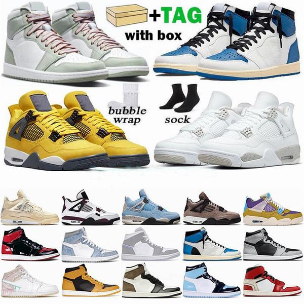 

1 jumpman 1s mens basketball shoes seafoam university blue unc hyper royal pollen white oreo 4 4s sail lightning black cat fire red women me