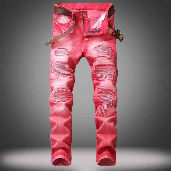 

jeans men's five color pants with holes multi locomotive, Blue