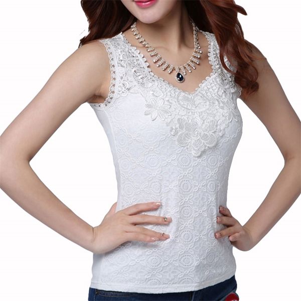 

women's blouse shirt summer elegant sleeveless white black crochet lace and blouses woman blusas vest camisa 210719