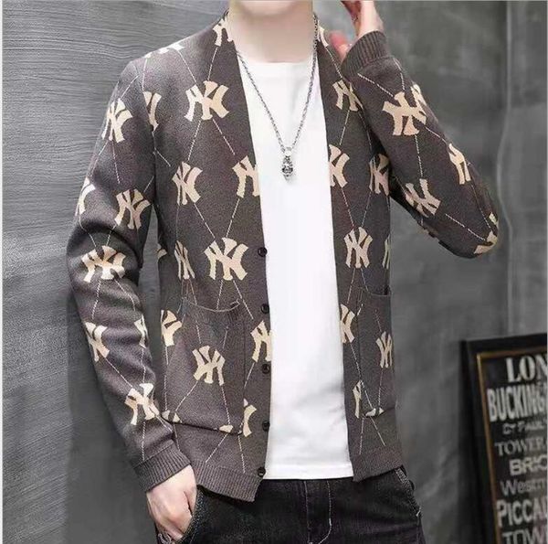 

2021 autumn and winter new men's and women's cardigan jacket v-neck full letter knitted sweater couple jacket, White;black