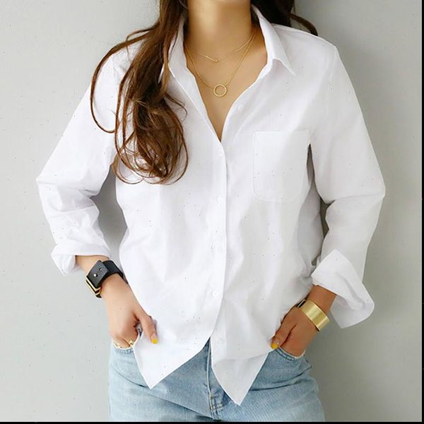 

one pocket white womens shirt long sleeve casual turn down collar ol style loose blouses