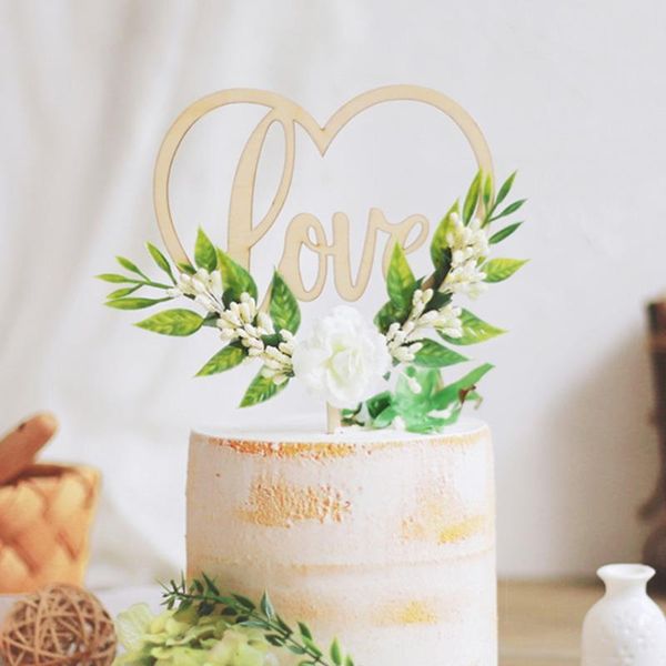 

other festive & party supplies 2pcs wooden cake insert diy cupcake ers love decorated pick flower decor favors for wedding
