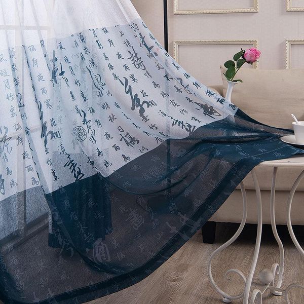 

curtain & drapes chinese curtains for living room,calligraphy window treatments bedroom,grey tulle customized decor