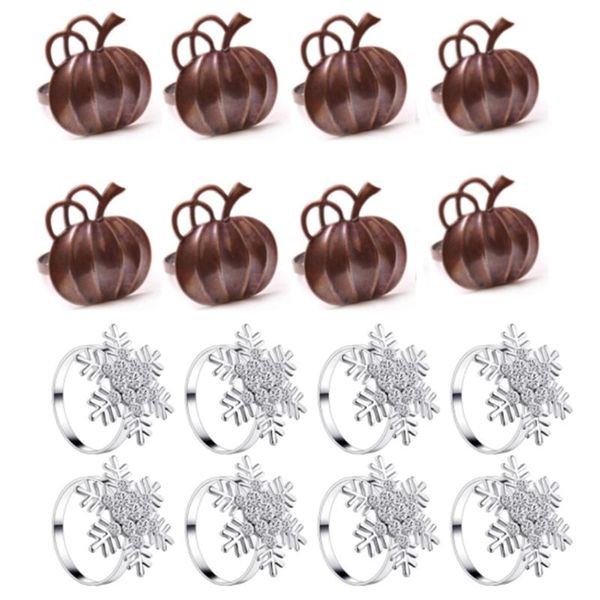 

napkin rings 16 pieces ring holders set pumpkin snowflake for thanksgiving halloween christmas dinner party