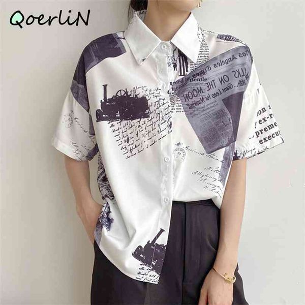 

s-xl harajuku streetwear womens casual blouses female hawaiian fashion printed short sleeve shirts ladies summer loose 210601, White