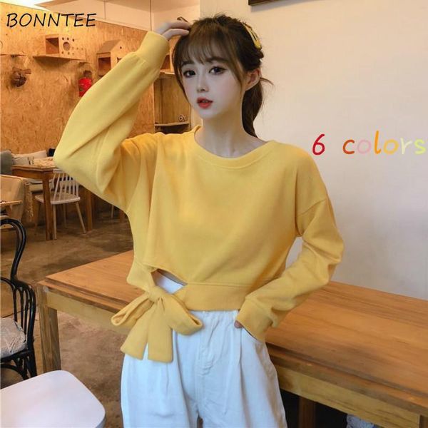 

women's hoodies & sweatshirts women no hat loose simple long sleeve o-neck feminino cotton korean style solid fashionable student autum, Black