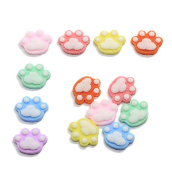 

decorative objects & figurines 20/100pcs cute soft feeling flatback dog bear shape animal foot print style loose stickers for hairbands