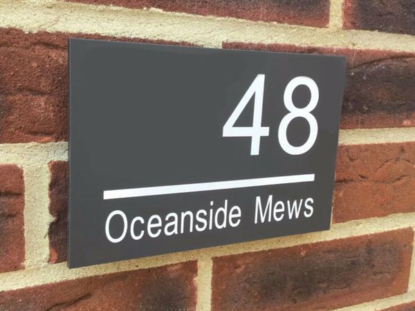 

house number contemporary grey floating name plaque sign other door hardware
