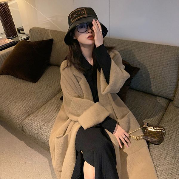 

women's jackets elegant winter slouchy loose cardigan mesh wool soft bigsized sweater long women's woman's coat, Black;brown