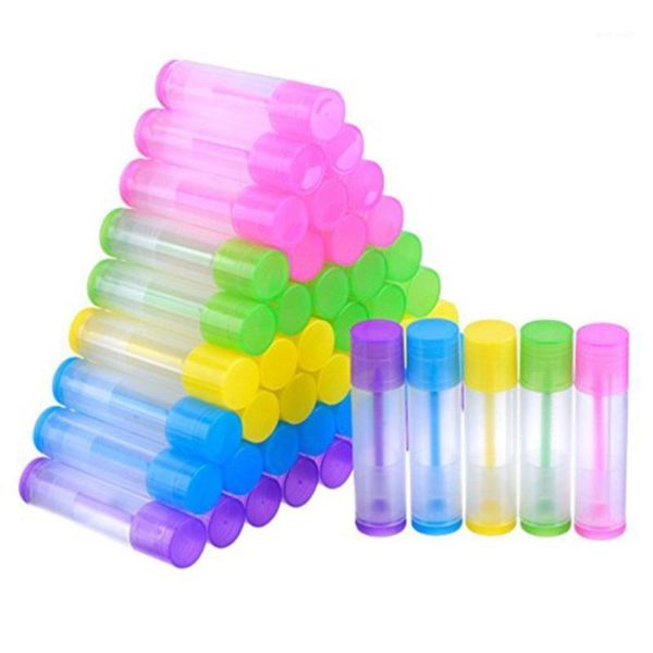 

50pcs lip empty container clear tubes with bottom and cap