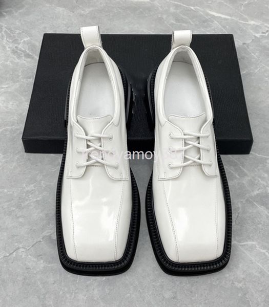 

dress shoes design sense small crowd square head lace up leather shoes women british style early spring jk uniform casual single, Black
