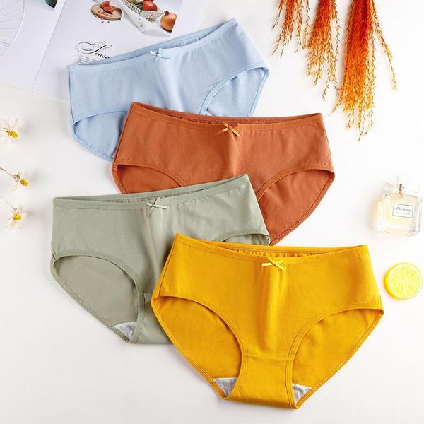 

women's panties bzel cotton underwear women soft comfortable 7 colors solid mid waist briefs healthy breathable underpants cozy lingeri, Black;pink