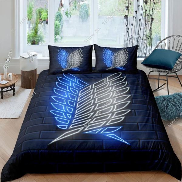 

bedding sets anime attack on titan 3d printed set duvet cover pillowcase om wings bedclothes for boys kids twin single full size
