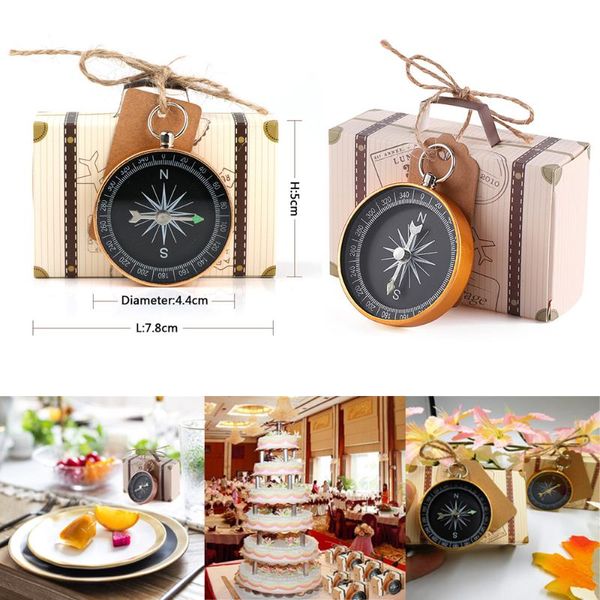 

party favor 20pcs / 50pcs wedding favors karft paper candy gift box compass with tag for guest souvenir birth decoration