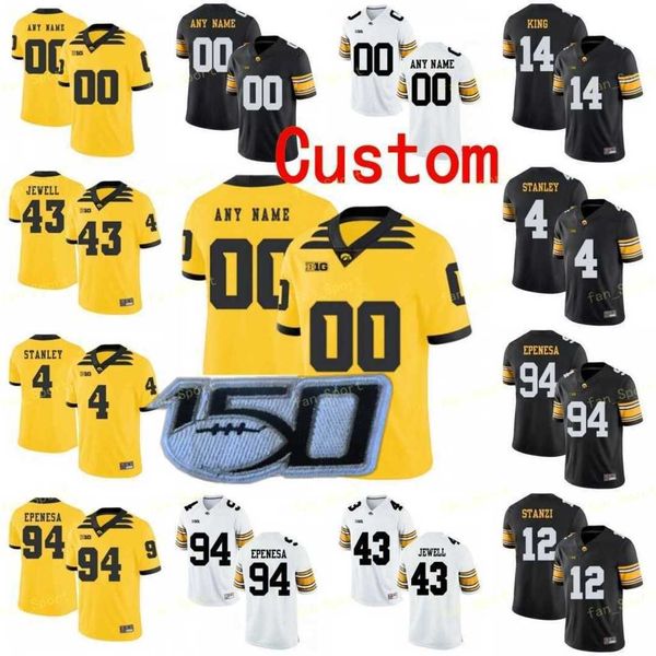 

iowa hawkeyes football jersey ncaa college mekhi sargent tyler goodson nico ragaini epenesa hockenson jackson spencer petras sam laporta, Black