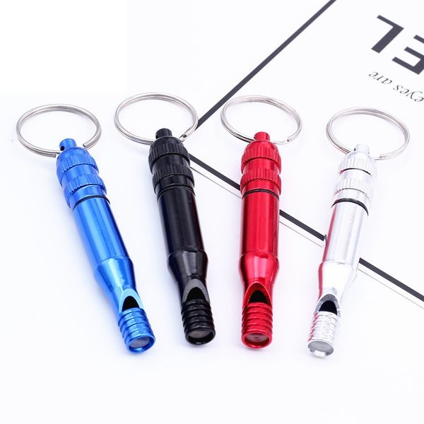 

colorful outdoor survival loud and clear aluminium whistle keychains, Silver