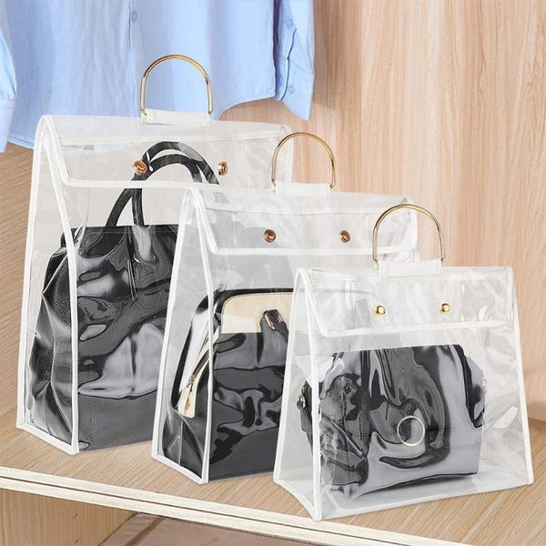 

storage bags clear hanging handbag organizer dustproof closet space-saving bag transparent dust cover wardrobe purse